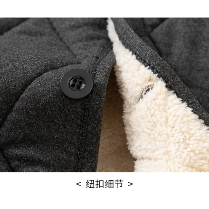 2023 Men\'s Winter Alpaca Fleece Thickened Cotton Coat Elastic Casual Coat for Both Inner and Outer Wear Mens Jacket