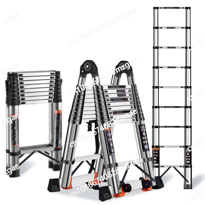 

Stainless steel telescopic ladder, dual-purpose zigzag ladder, folding household ladder, lifting staircase