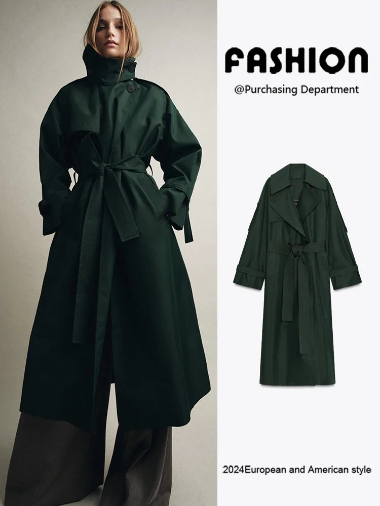 

Новая осенняя мода, женское свободное длинное пальто с отложным воротником све, удобная ветровка, женское пальто в этнической амфере