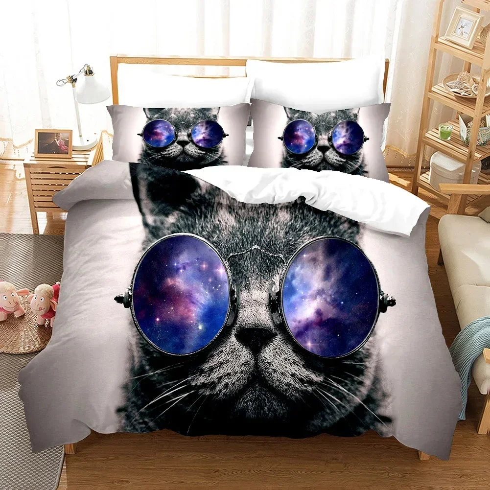 

Animal Cat Black White Funny Cute Pet Comfortable Duvet Quilt Cover Pillowcase Bedding Set Bedroom Decoration Home Textile