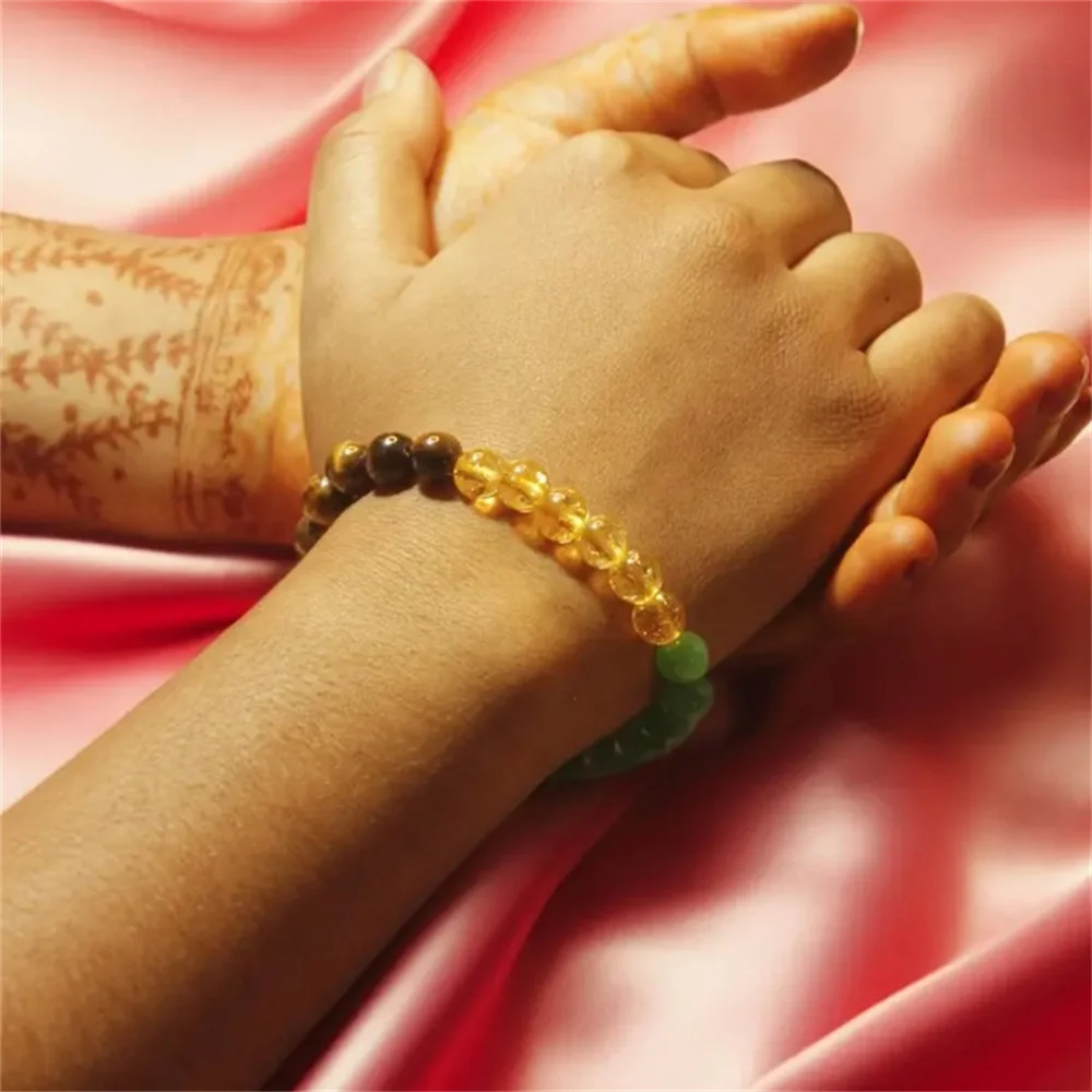 1pc/Good Luck Stone Beaded Bracelet Green Aventurine Yellow Tiger Eye Stone Relieve Stress Men Women Jewelry Gift