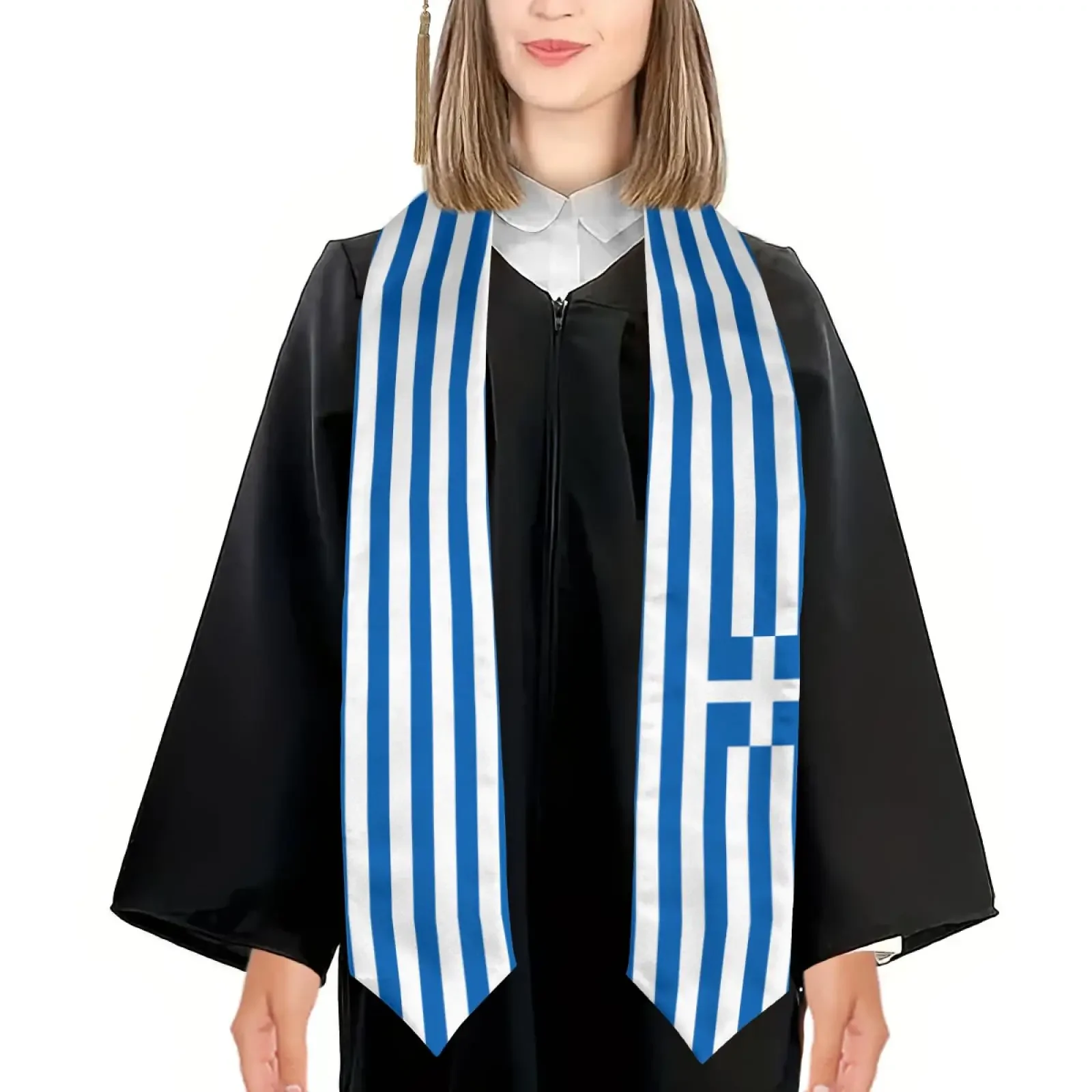 Bandera de la Grecia, estola de graduación griega, chal, faja, honor para estudiar, estudiantes internacionales