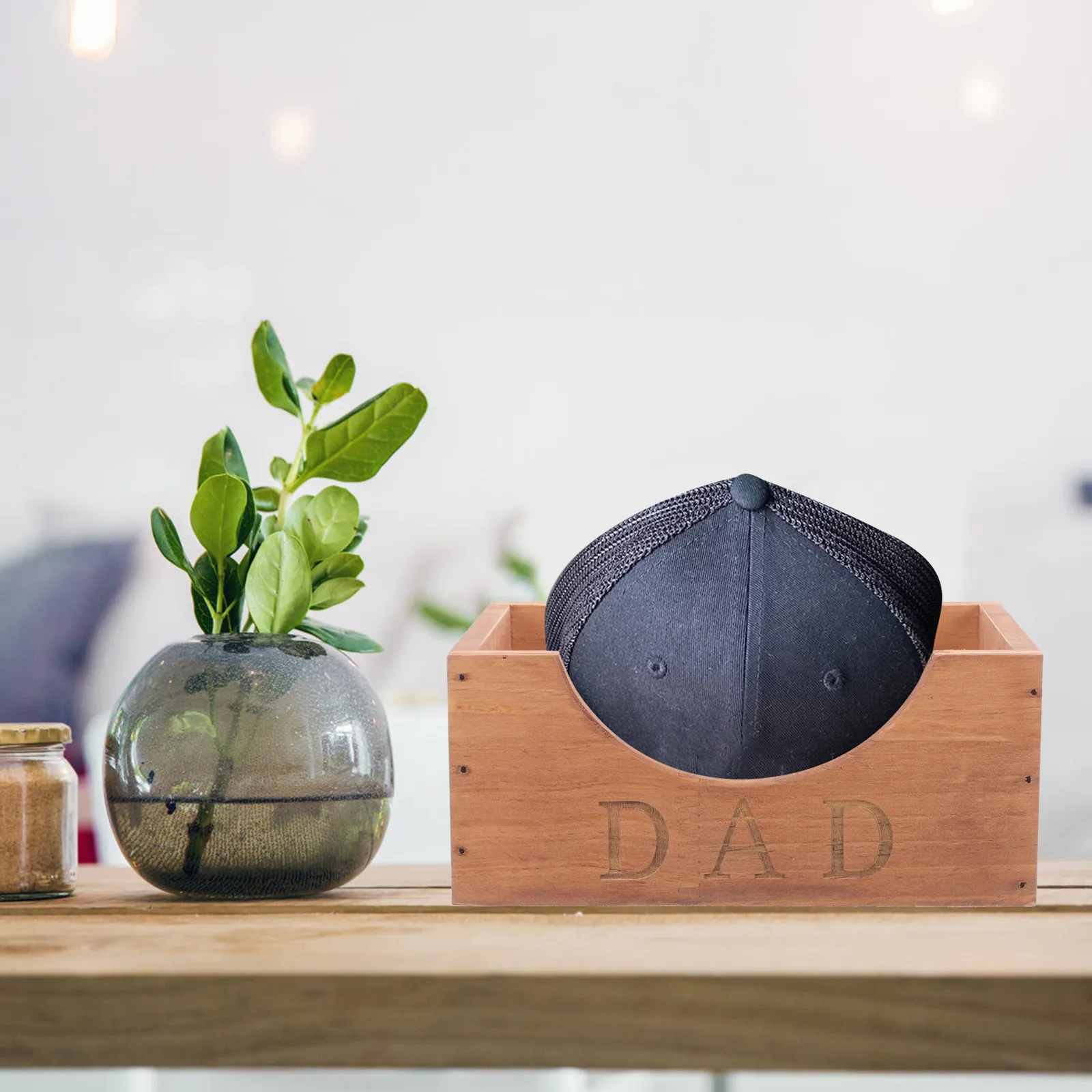 

Деревянная коробка-витрина для шляп в деревенском стиле, натуральная отделка, многофункциональный органайзер для хранения шляп, кепок, рукоделия, декор для рабочего стола