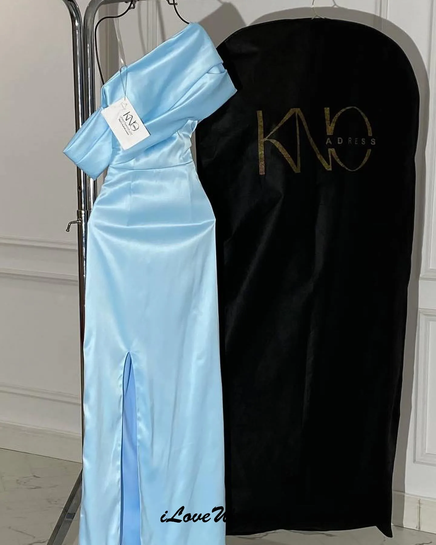 Vestidos de Noche de sirena azul 2025, elegante vestido de fiesta de boda de satén para mujer, vestidos de dama de honor con hombros descubiertos personalizados