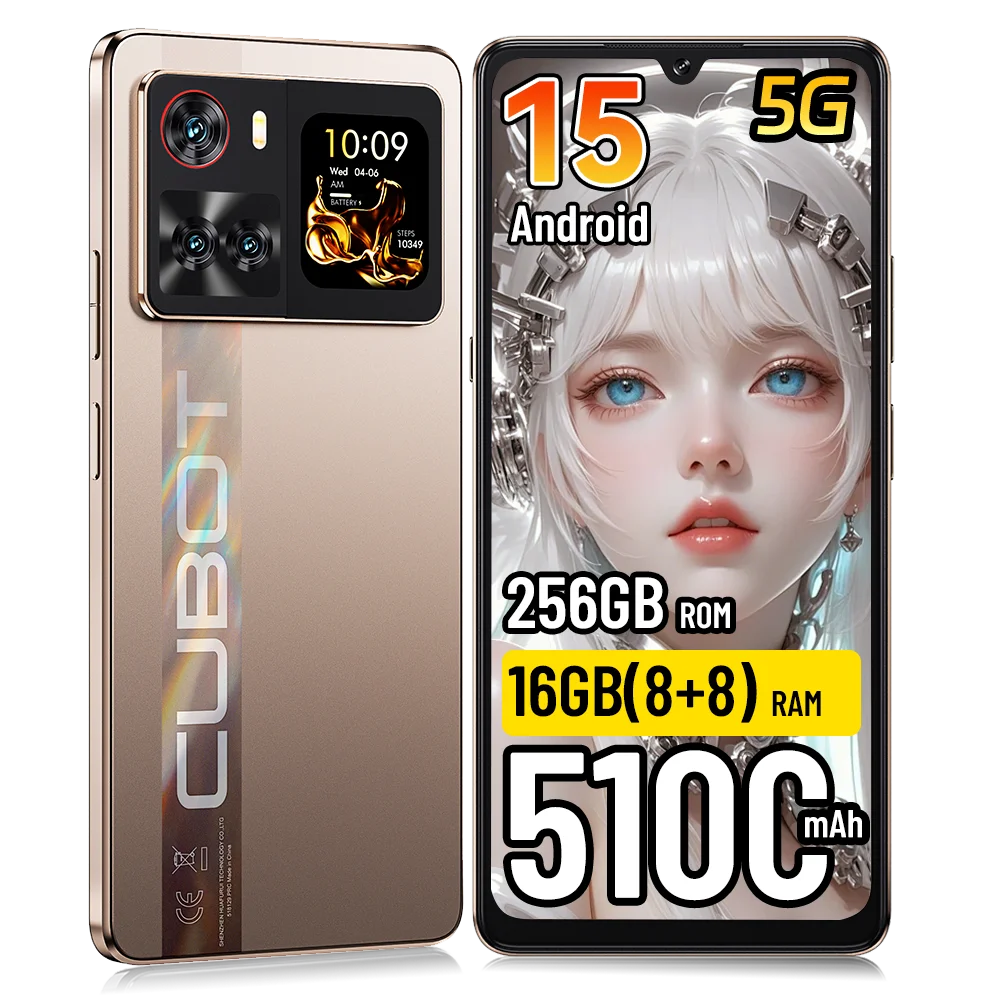 Verzending vanuit Polen: Cubot X100 Android 15 5G Smartphone 6.88" 16GB(8+8) RAM 256GB ROM 64MP 5100mAh 33W NFC Mobiele telefoon