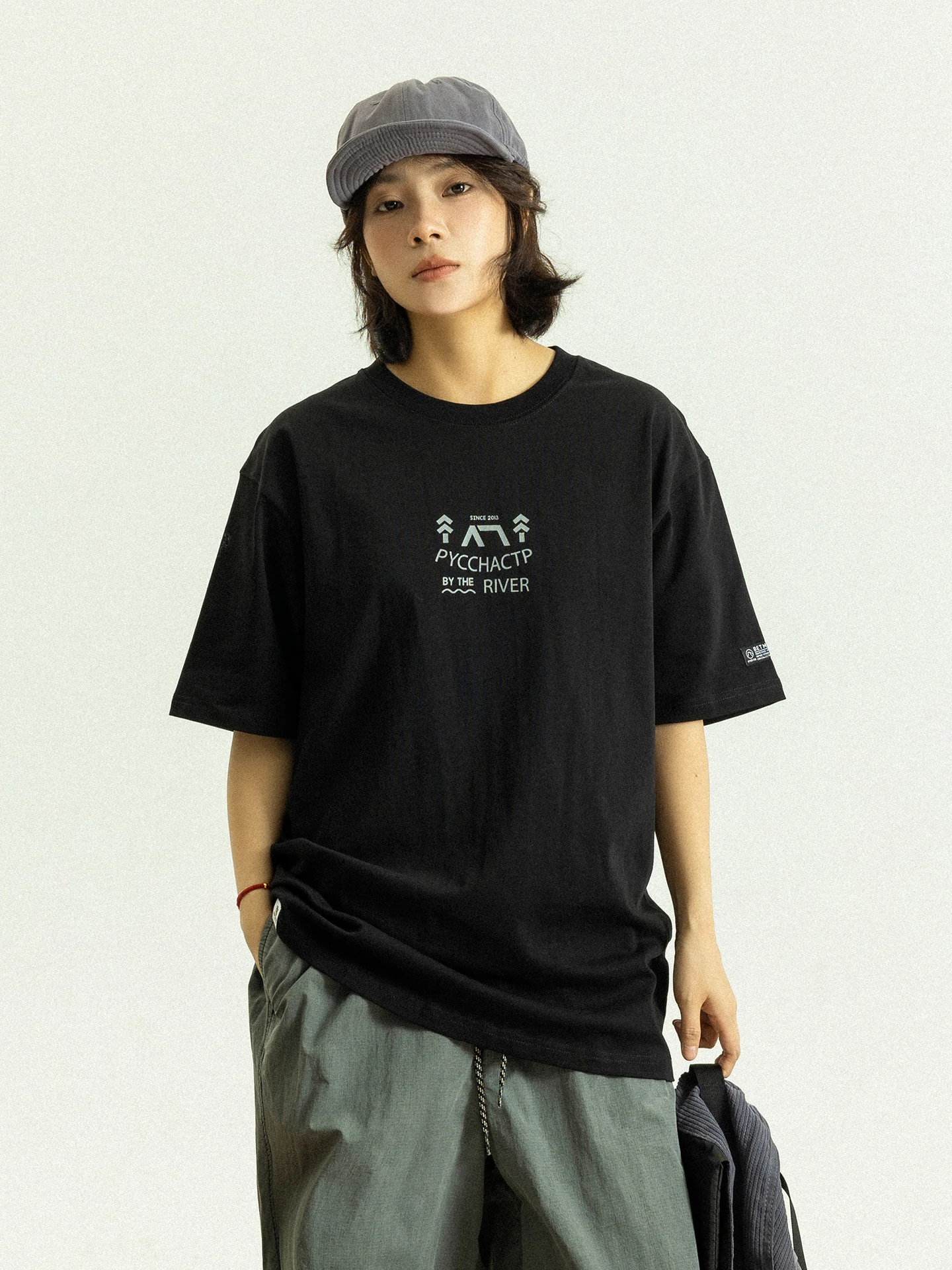 

Футболка GoodNorth Japanese Sle Loose Fit с коротким рукавом, летняя, винтажная, с буквенным принтом, из хлопка, удобная, дышащая