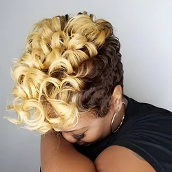 Nicelatus Natural Synthetic Curly Wigs for Black Women Short Pixie Cut Curly Wigs for Black Women Short Ombre Curly  Wig