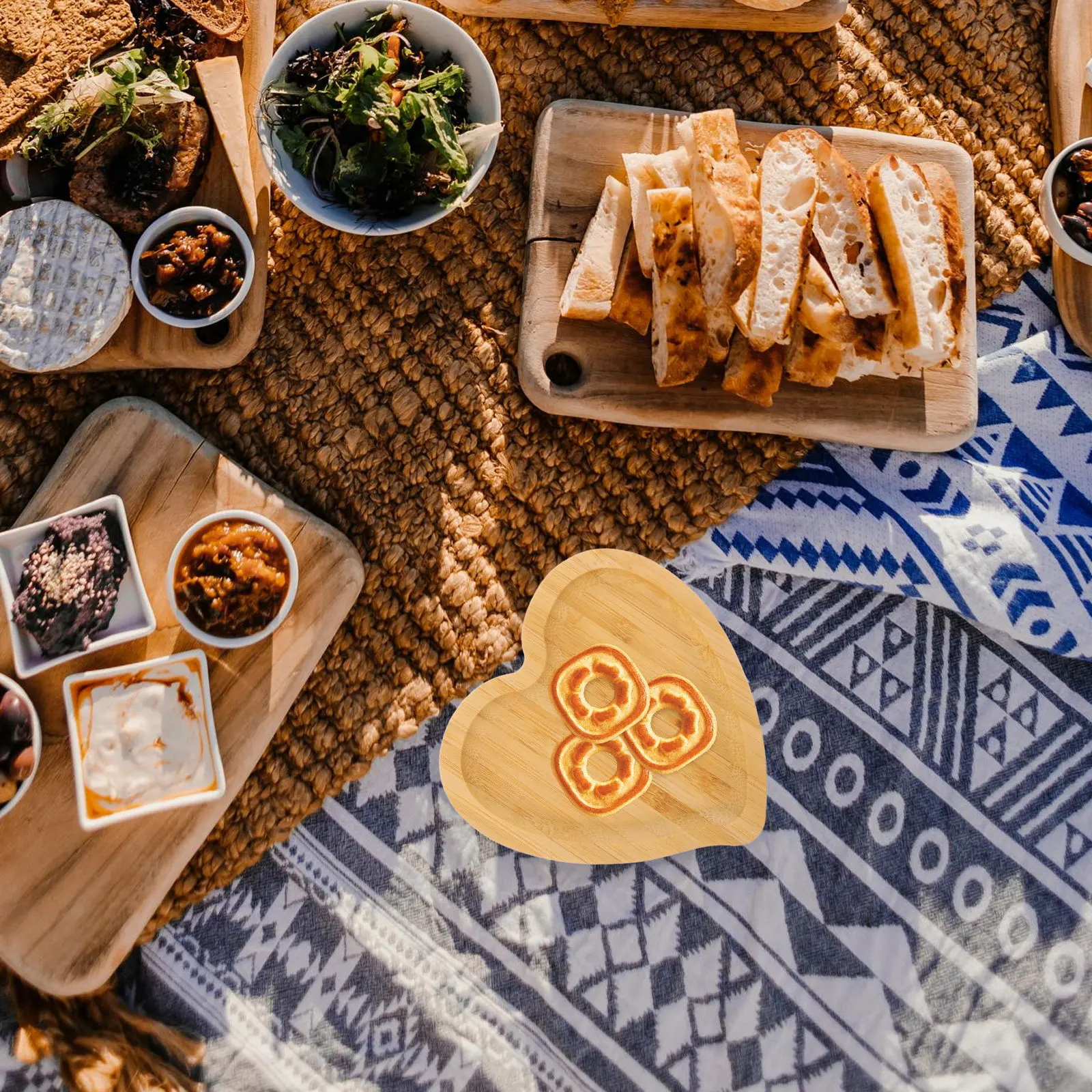 2 Bandejas de Bambú en Forma d - Food Snacks Restaurant reseña y precio