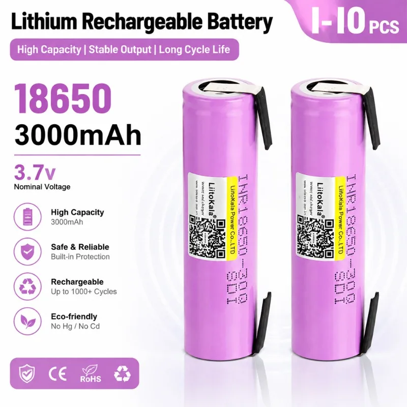 LiitoKala Original 3,7 V 18650 3000 mAh Batterie INR18650 30Q-N 20A Entladung Li-Ion Akku Hohe Entladung + DIY Nicke