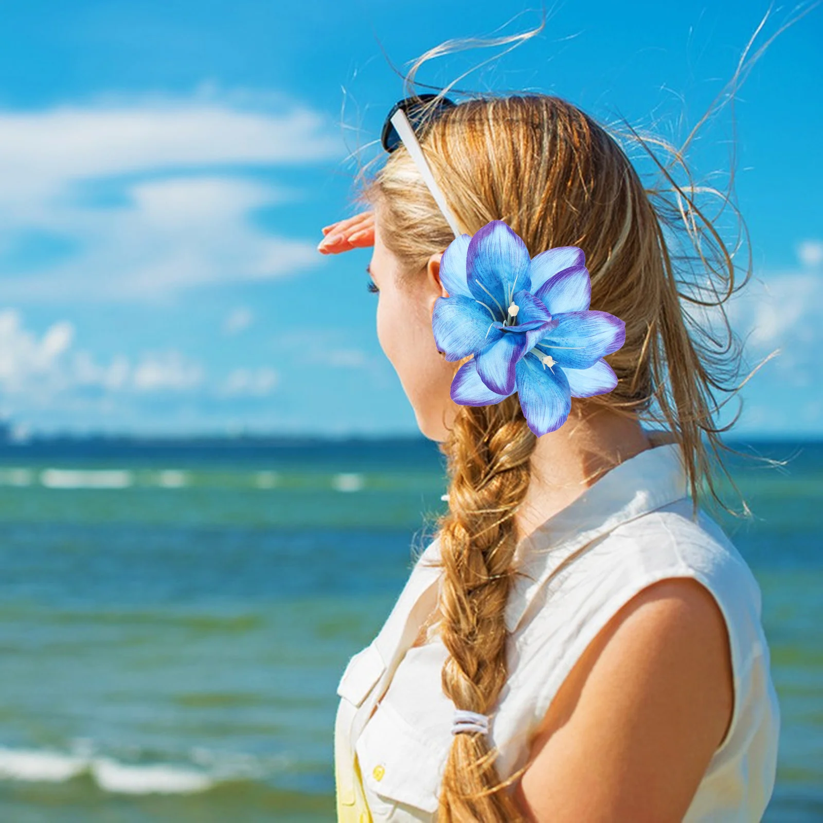 

Lily Flower Hair Clip Elegant Side Barrette Boho Seaside Fashion Versatile Wear for Wedding Beach Party Summer Festival