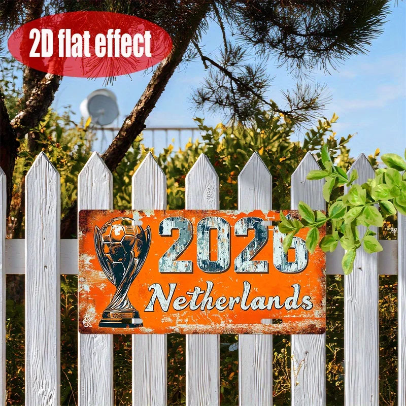 2D Flat, 1pc Netherlands Dutch National Team 2026 Trophy Sign - Vintage Dutch Soccer Wall Plaque, Weather-Resistant Aluminum Ind