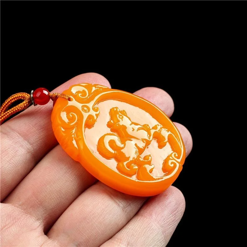 

Xinjiang natural outer Mongolian material twelve zodiac dog jade brand men and women pendant fine carving