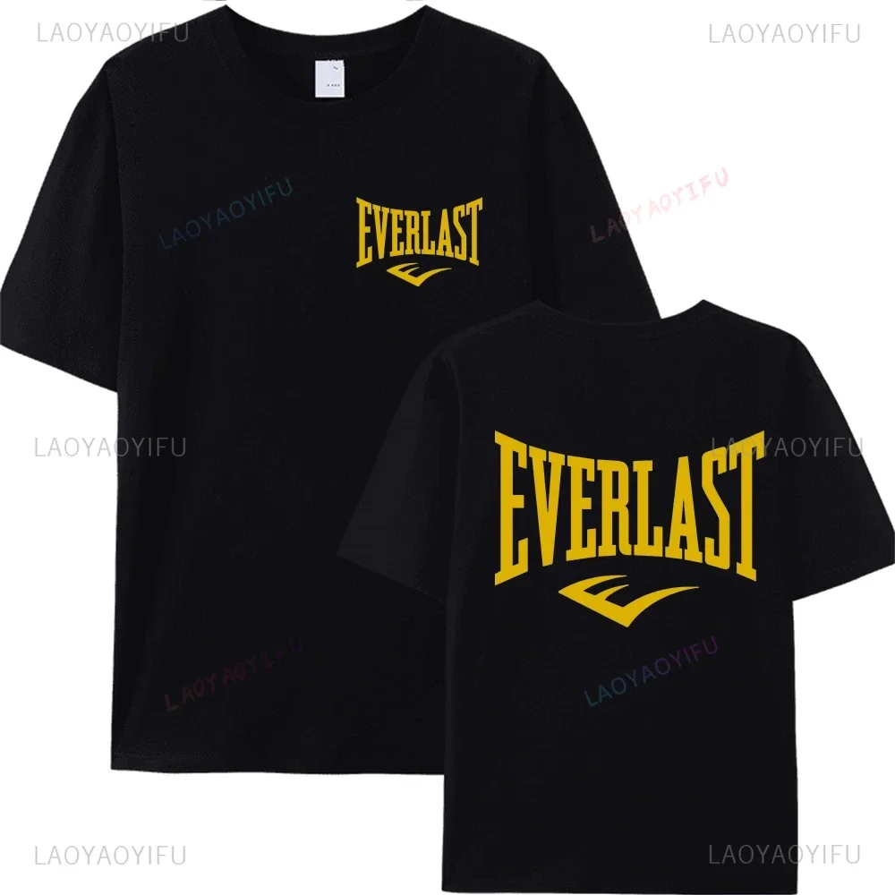 EVERLAST Boxing Logo Cotton T-shirt Fashion Men\'s and Women\'s Short-sleev Printed Tshirt Casual Harajuku Street Clothes Tops