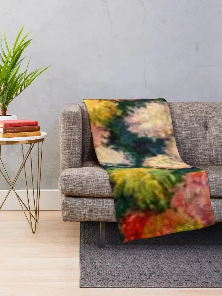 Claude Monet - Chrysanthemums | Floral Art | Claude Monet Inspired Throw Blanket Soft Beds Furrys Blankets