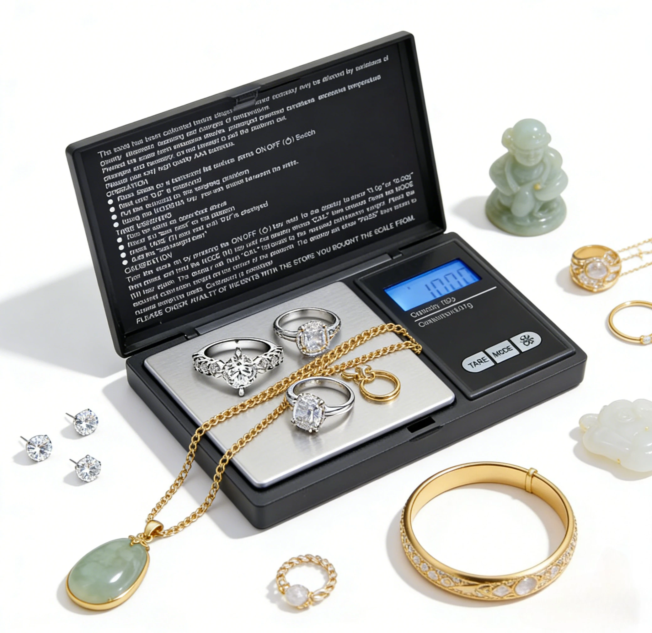 Mini Digital Pocket Jewelry Scale 0.1/0.01g High Precision Stainless Steel Electronic Gram Scale for Gold Kitchen Food Balance