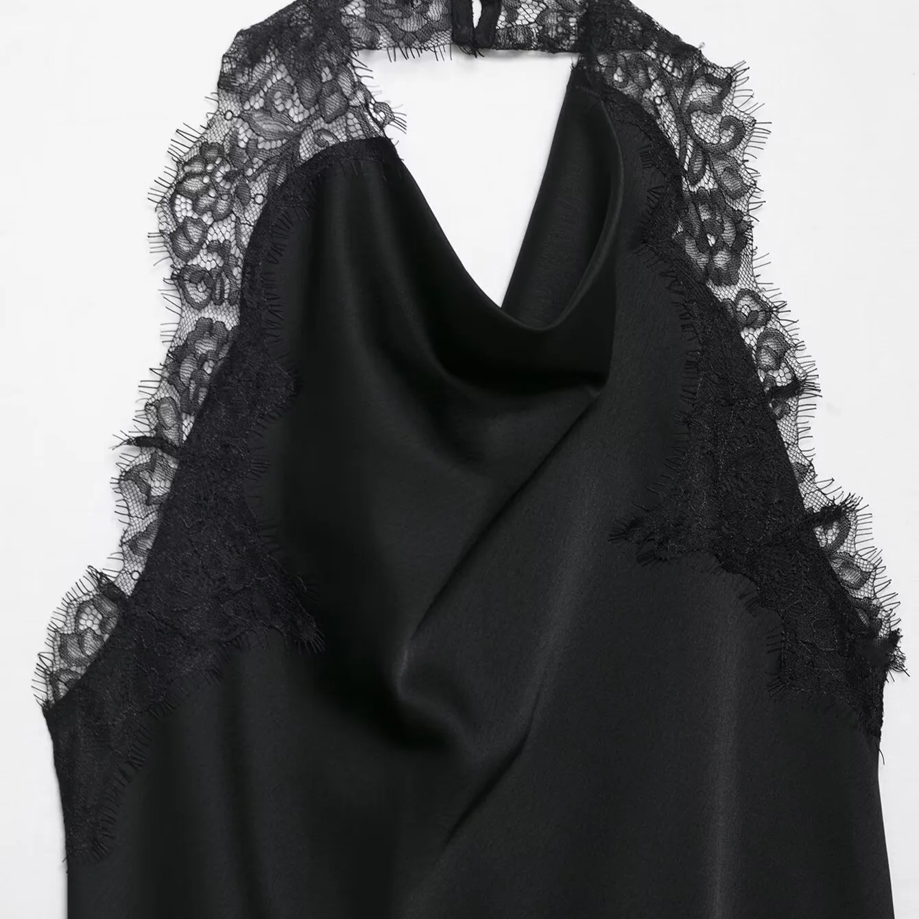 ชุดเซ็ท 2 ชิ้น เสื้อแขนกุดคอ halter แฟชั่น กระโปรงยาว แต่งลูกไม้ ผ้าพื้นสีพื้น ชุดออกงานปาร์ตี้ เซ็กซี่ หรูหรา ดีไซน์เว้าหลัง ทรงหลวม