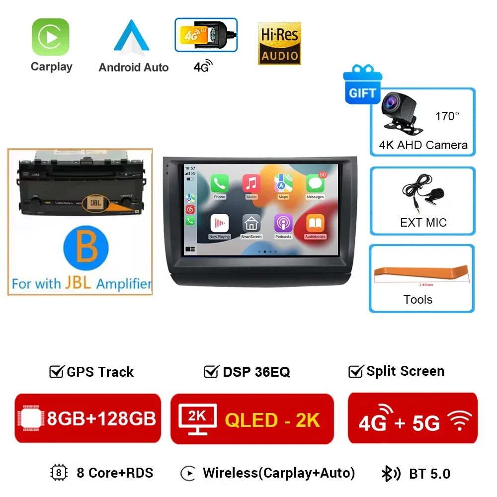 Carplay Autoradio 2 din Android 16 Voor Toyota Prius 20 2003-2009 Autoradio Multimedia Video Player GPS navigatie Stereo BT HU
