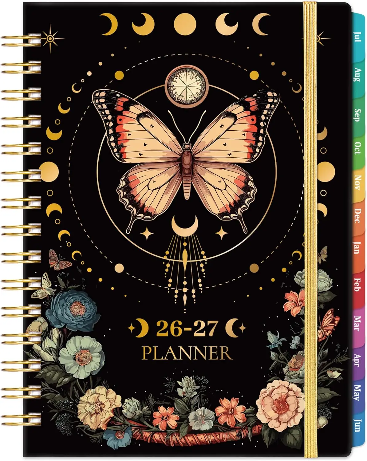 

2026-2027 Academic Planner, July 2026 - June 2027, 6.4" x 8.5", Weekly & Monthly with Tabs and Back Pocket - Butterfly