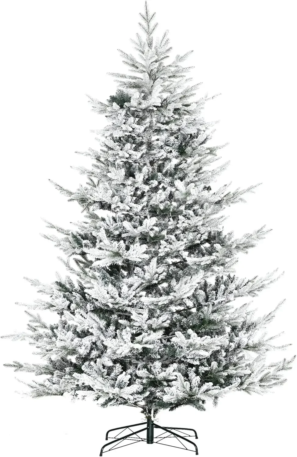 8 Foot Pine Snow Flocked Artificial Christmas Tree with 1479 Realistic Cedar Branches| Auto Open|Home Holiday Decoration, Green