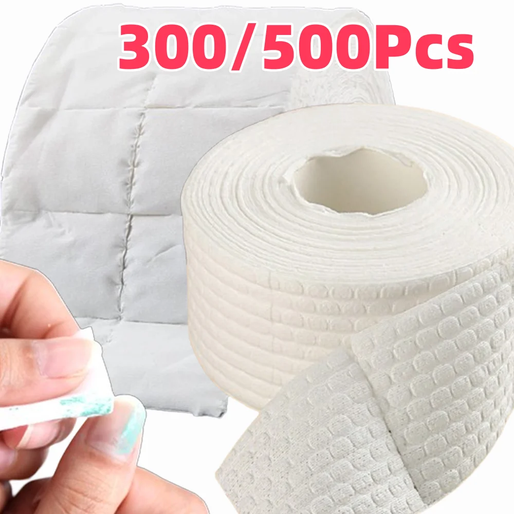300/500 ピース/ロール糸くずの出ない綿ネイルワイプ使い捨てジェルポリッシュパウダーメイク落としパッドマニキュアサロン化粧品クリーン紙