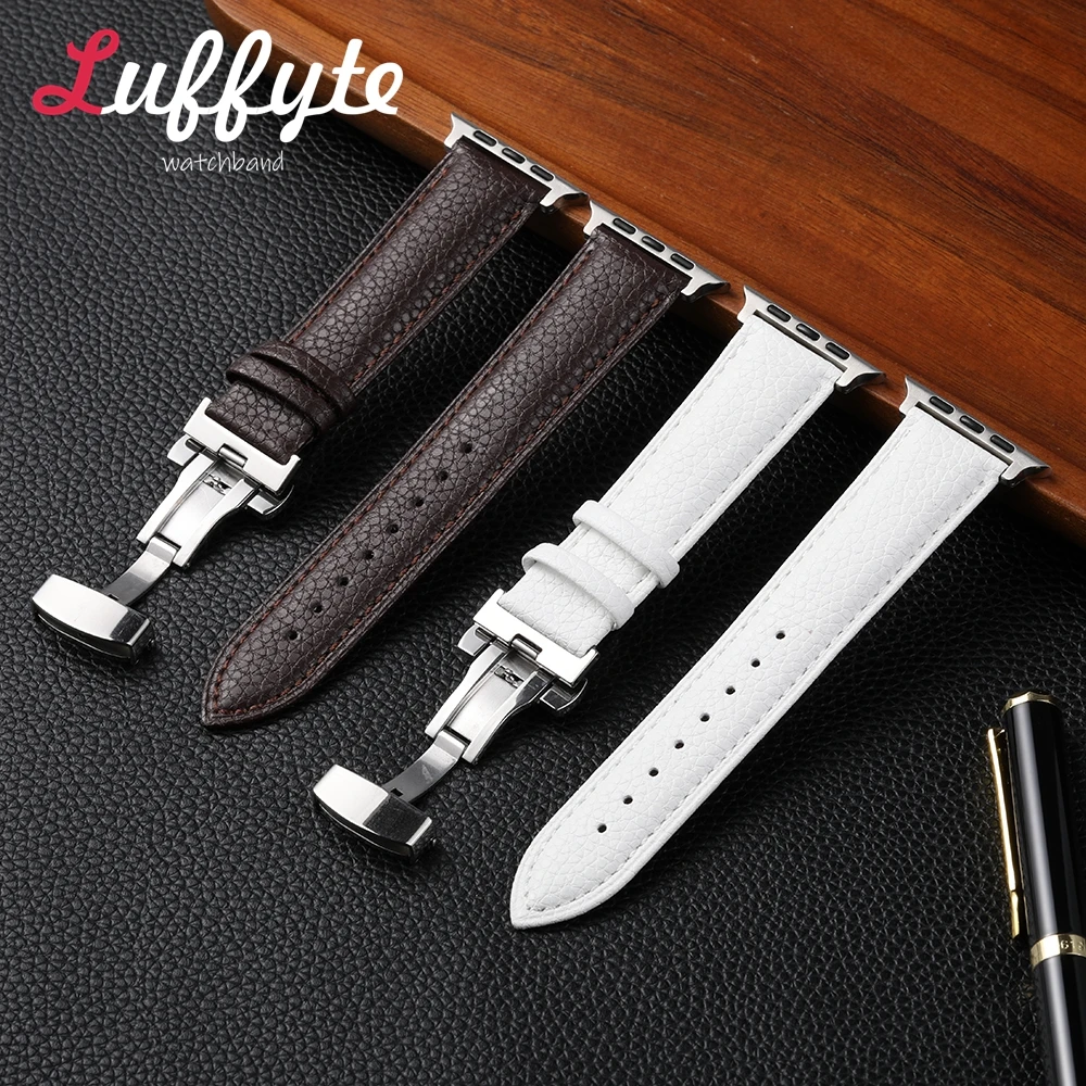 Ремешок Lichee для Apple Watch 49/44/45/42/38/40/41 мм, браслет из нержавеющей стали с пряжкой для IWatch Ultra 9 8 7 6 5 4 Se