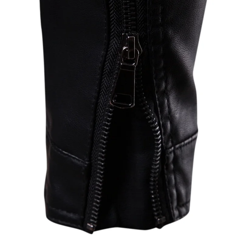 الخريف والشتاء جديد سليم صالح التلبيب الأدوات زائد الصوف سميكة سترة جلدية قصيرة موضة الشباب دراجة نارية سترة #5