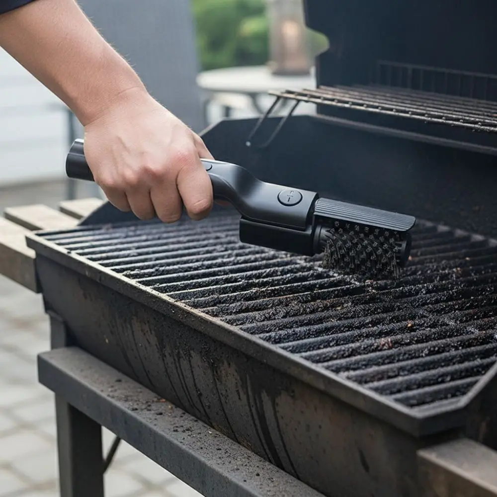 360 Degree Rotate Electric Grill Brush Rechargeable Adjustable Angle BBQ Cleaning Brush Wireless with Replacement Brush Head