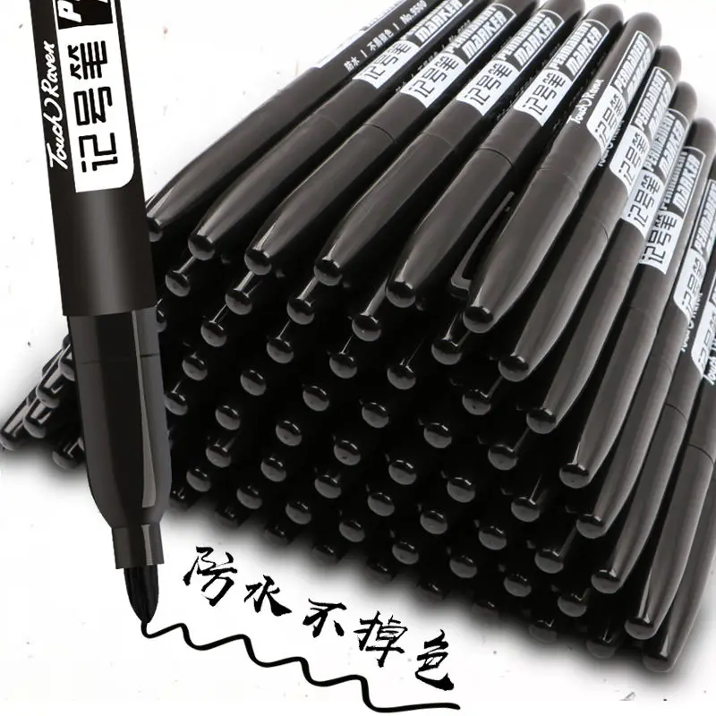 5pcs/Set Permanent Marker Pen Fine Point Waterproof Ink Thin Nib Crude Nib Black Blue Red Ink 1.5mm Fine Color