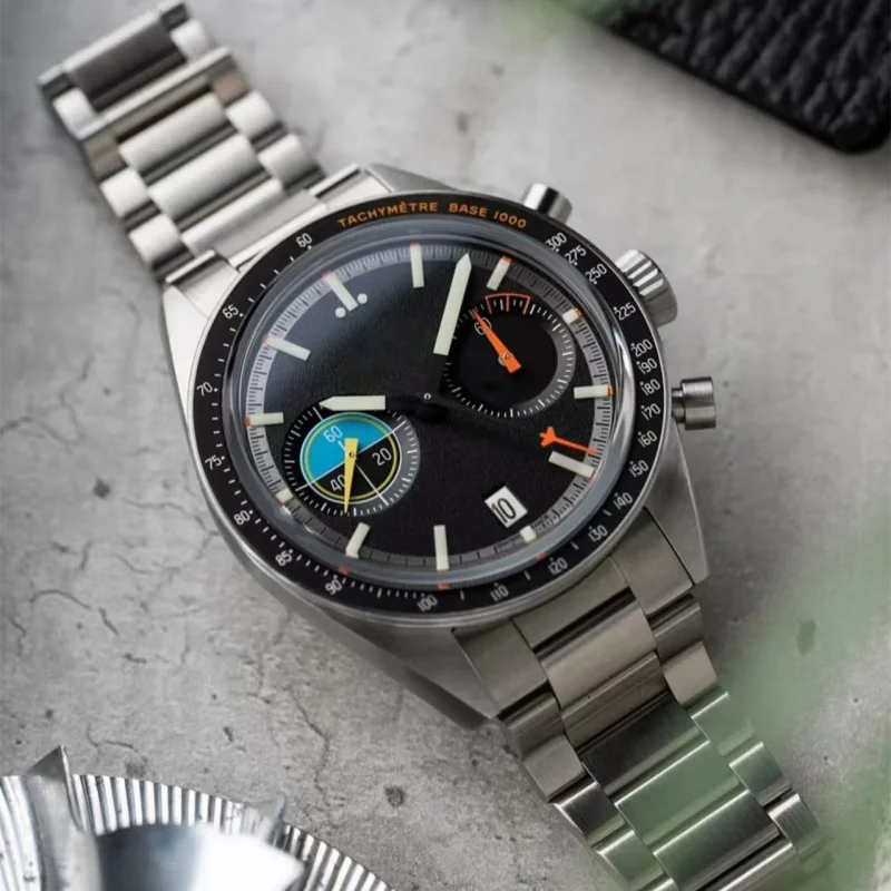 

CILOA round black multifunctional watch men's light luxury 2025 new high quality stainless steel waterproof quartz watch