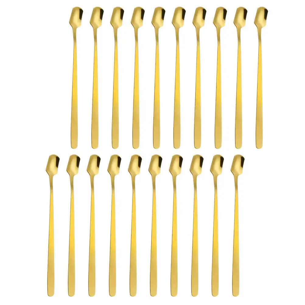

20pcs Golden Coffee Mixing Spoon Spoon Stainless Steel Long Tableware Mixing Tool Household Tableware