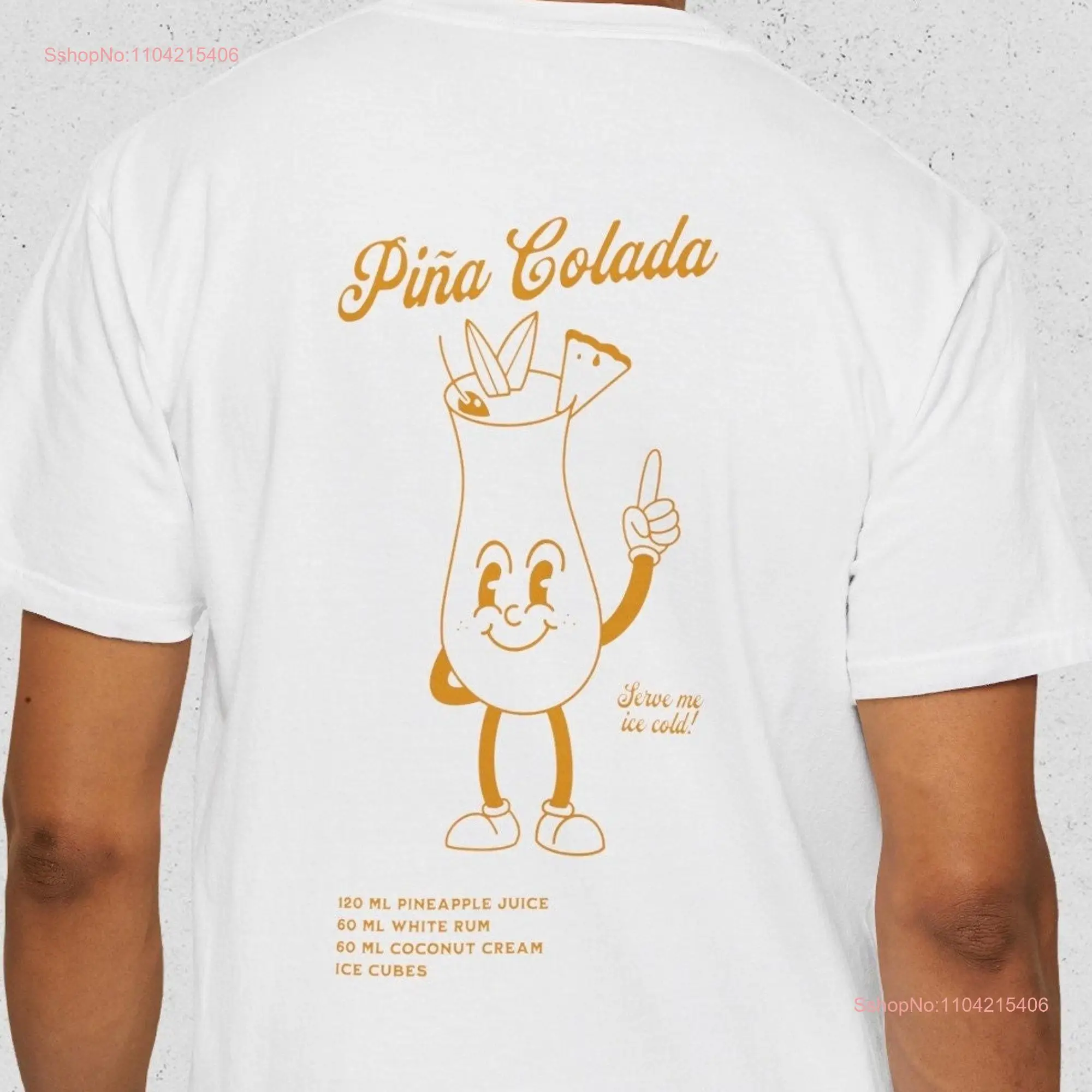 Garment Dyed T shirt for pina colada cocktail lover long or short sleeves