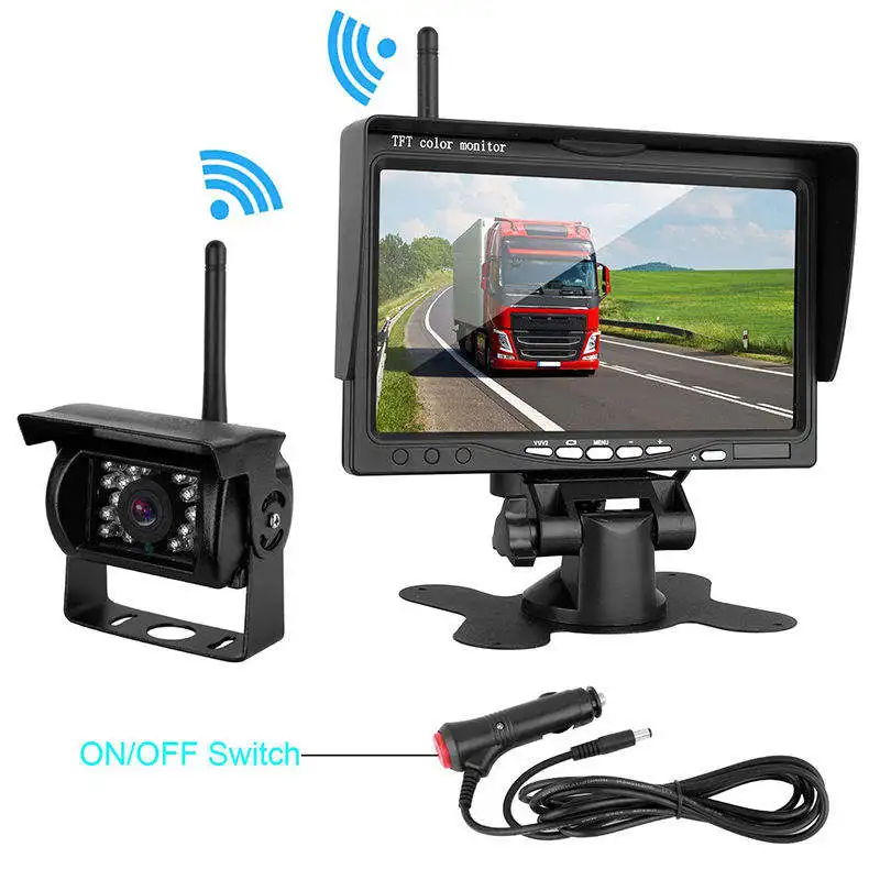 Reverse Image Rear View Car Camera 12V-24V  7 Inch Wireless Truck Camera Car Monitor for Trucks Bus RV Trailer Excavator