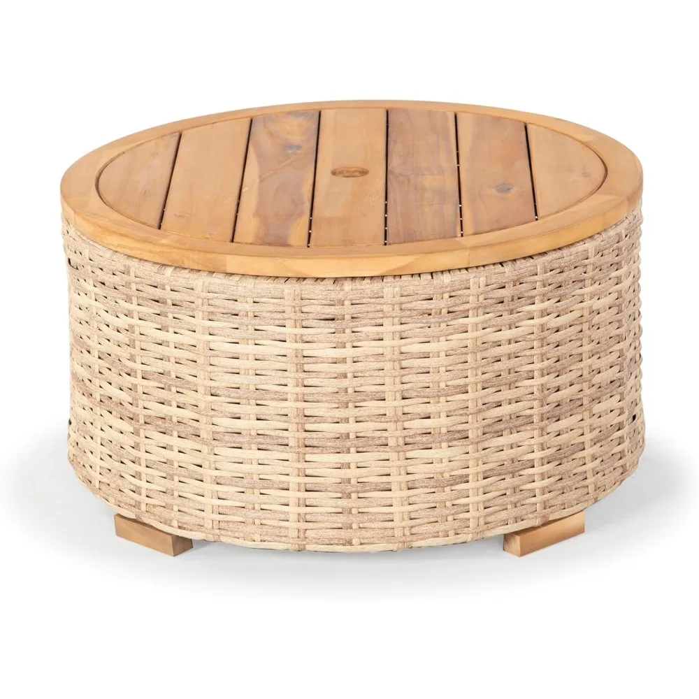 

Couture Collection Anguilla Natural Brown Faux Wicker Indoor/Outdoor Storage Coffee Table (Fully Assembled)