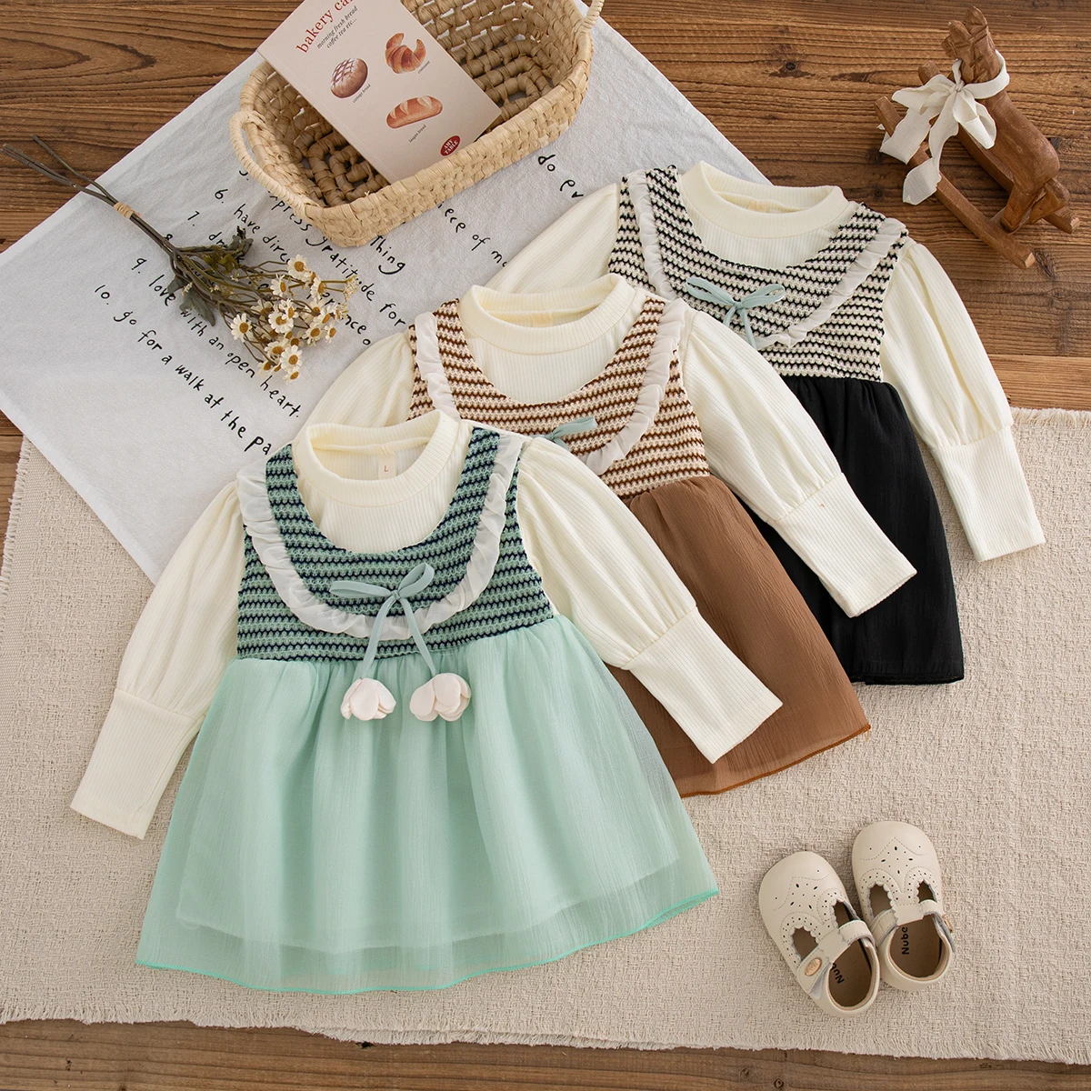 Autumn New Sweet Flower Baby Girl Dress Soft Long Sleeved Children'S Clothing (6-24 Months)