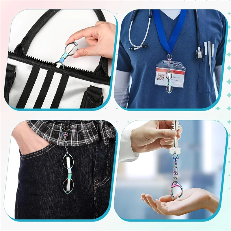 AAAN-Мини портативные складные ножницы из нержавеющей стали 12 шт. с 12 брелками-ножницы безопасности в стиле значка для офиса для медсестры, C