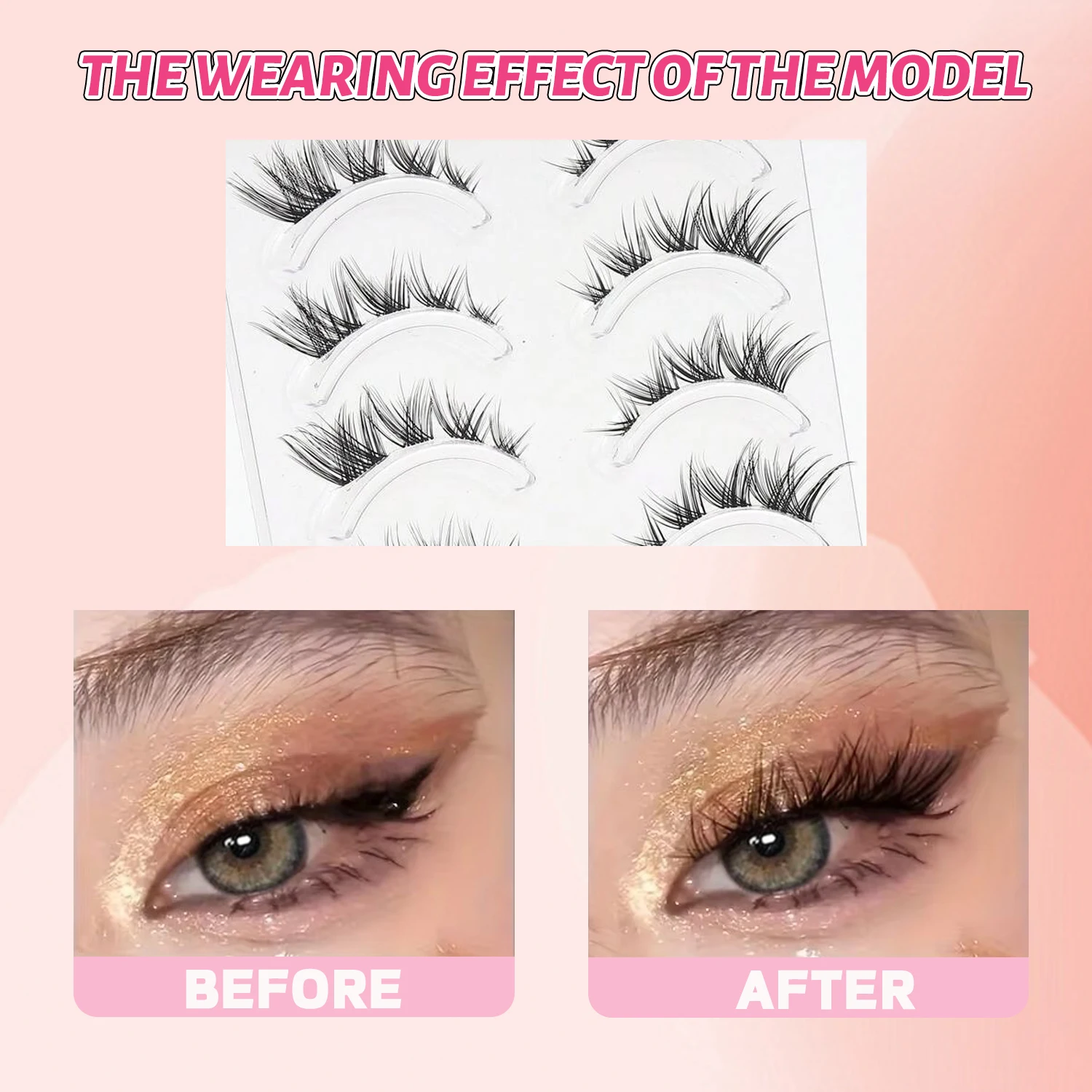 5 أزواج: رموش صناعية طبيعية وطويلة ونحيلة، مناسبة لمكياج الحفلات اليومية والرموش الصناعية للعين والجنية، مثالية لمظهر ساحر #3