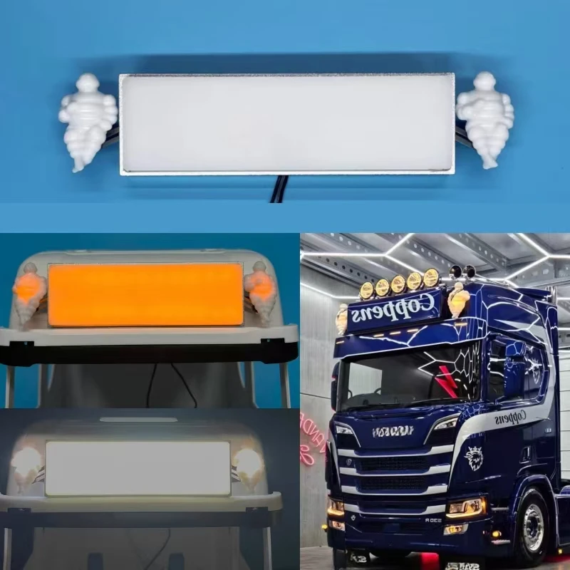 High top LED illuminated logo light box Doll spotlight for 1/14 Tamiya RC Truck Trailer Tipper Scania BenzActros Volvo MAN Parts