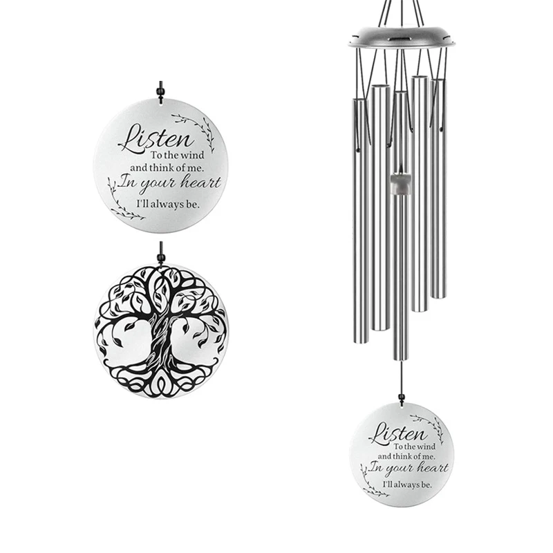 Hot Sale Aluminum Tube Wind Chimes 6 Bell Pendant With Hook Auspicious Clear Elegant Sound Indoor Outdoor Home Wedding Memorial
