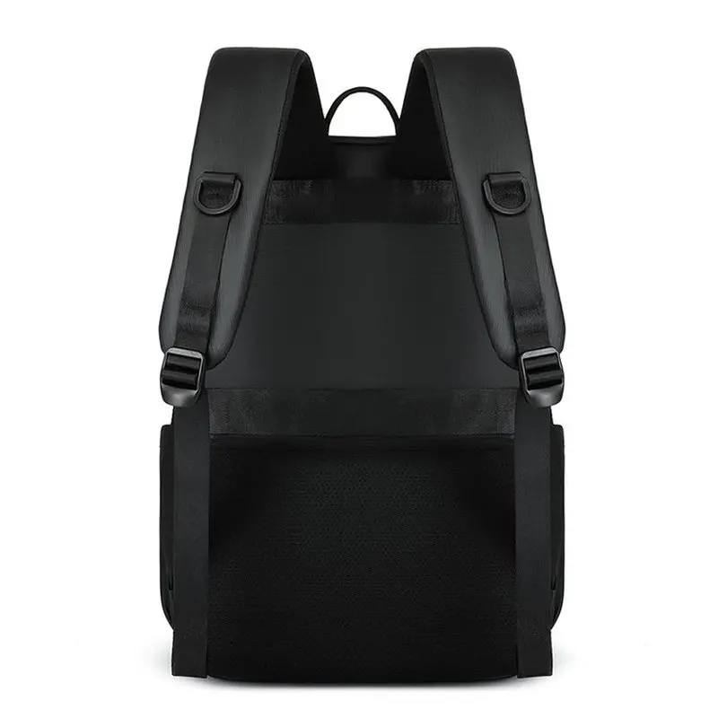 New Men Fashion pu leather Backpack 15.6 inch Multifunctional Waterproof Backpack Daily Travel Bag School Rucksack with Buckle