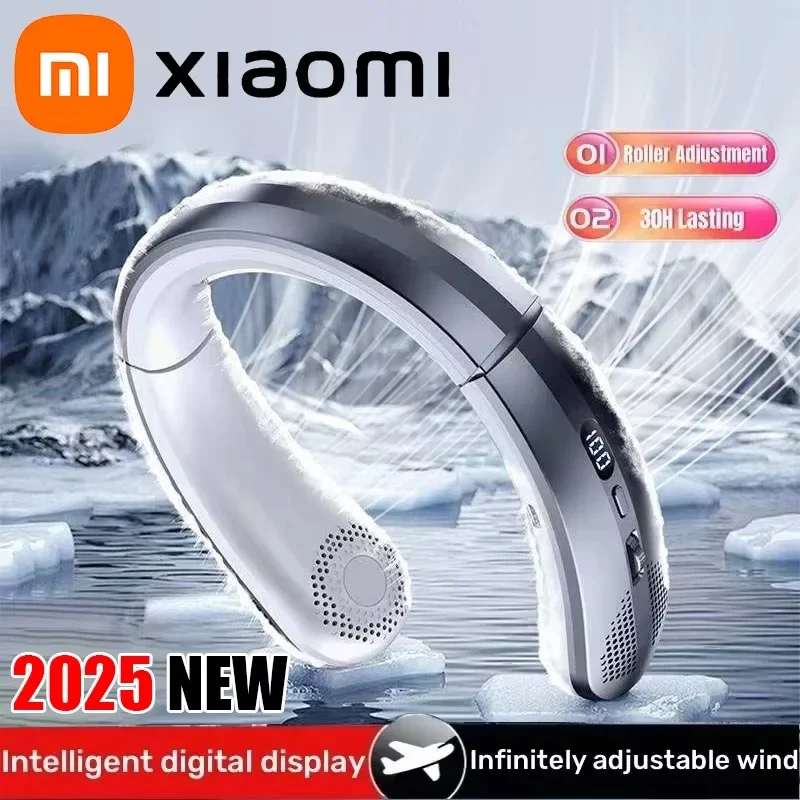 8000mAh معلقة الرقبة مروحة USB المحمولة الخالية من الشفرة صغيرة قابلة للشحن كتم الصوت LED شاشة ديجيتال مراوح كهربائية مبرد الهواء الساخن