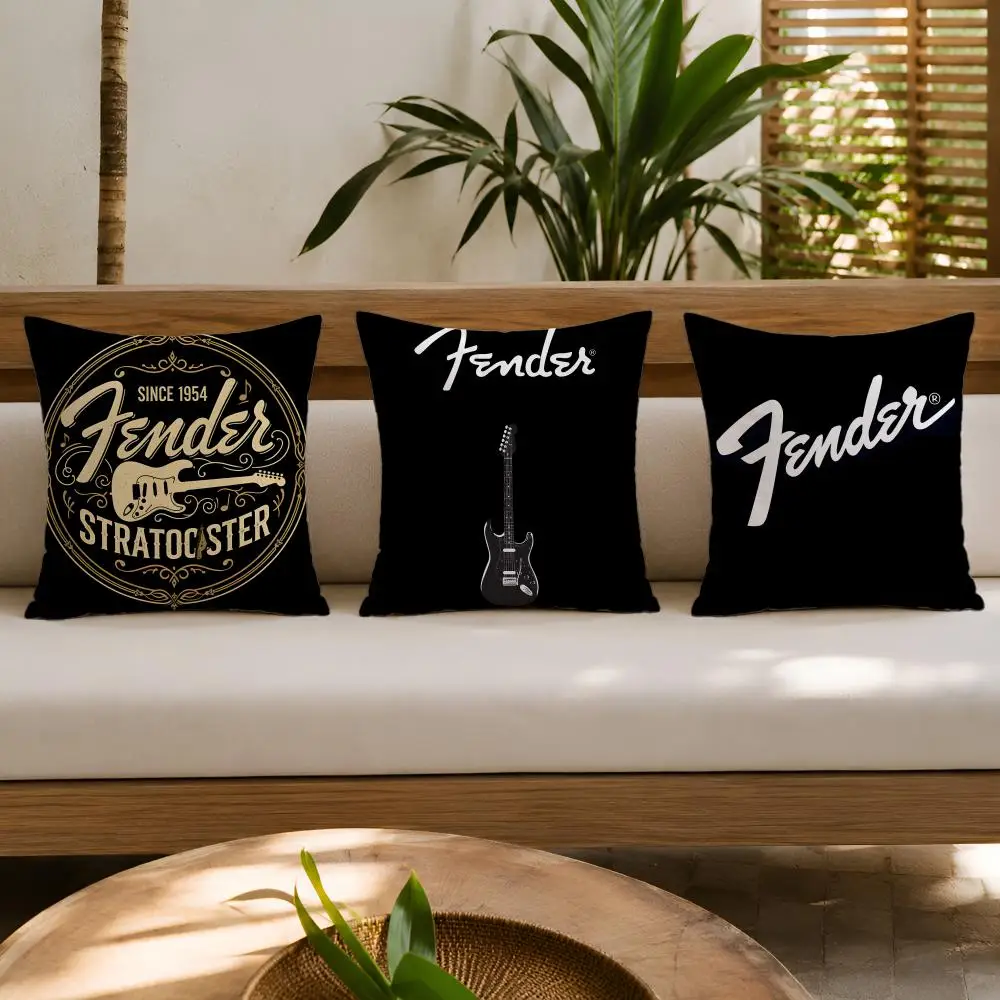 Fahsion Guitar F-Fenders Cushion Cover Wrinkle-Resistant Short Plush Cushion Covers Breathable Machine-Washable