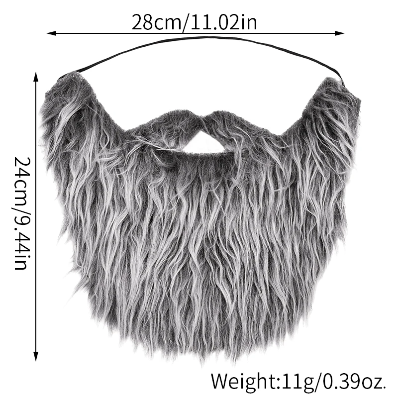 Fake Beard Mustache for Halloween Cosplay, Long Curly Synthetic Hair False Facial Hair for Santa Claus, Viking, Dwarf Costume Pa image 3