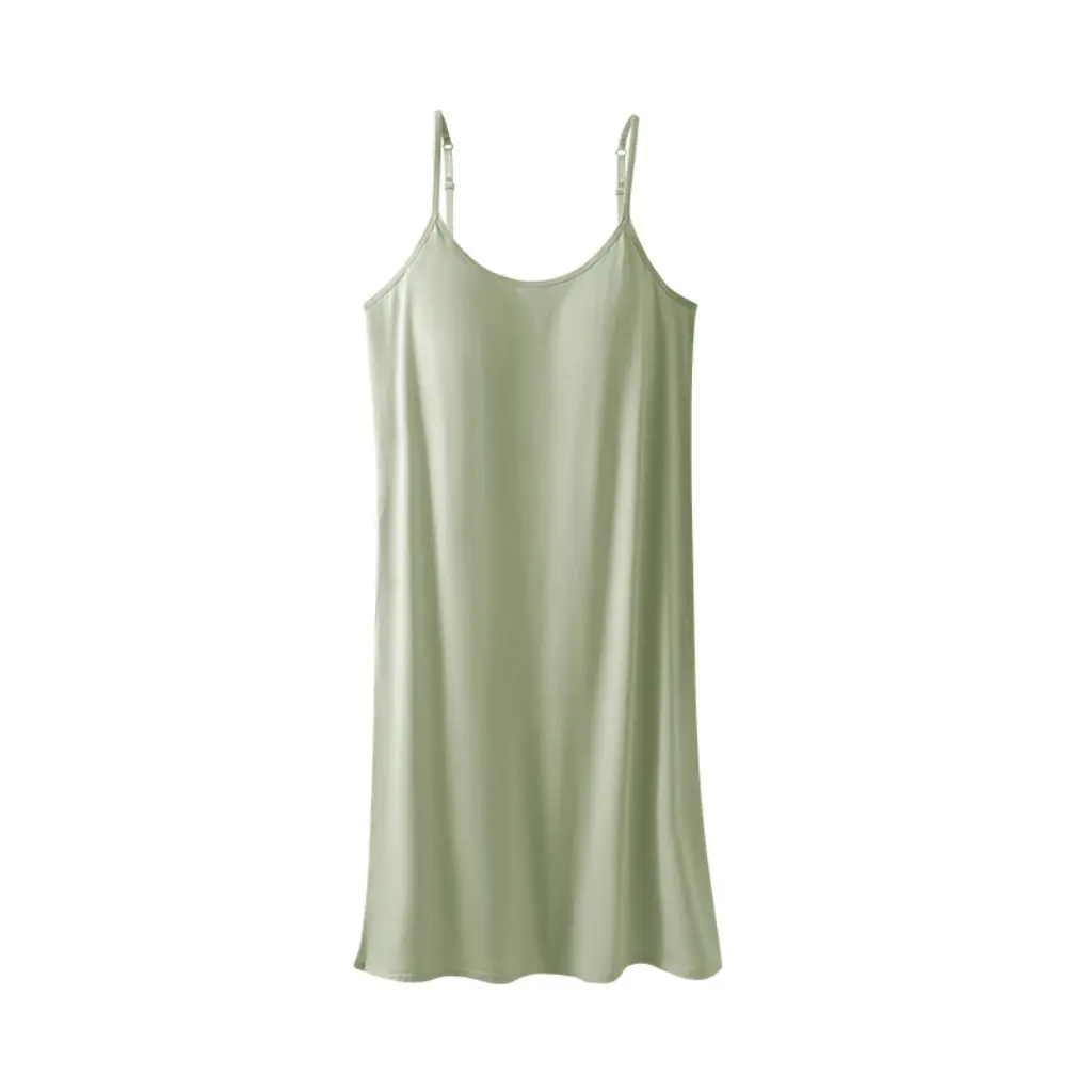 

Women's Large Size One-Piece Dress Modal Fabric Bra-Free Nightgown with Breast Pads Summer Thin Bottoming Skirt for Outer Wear