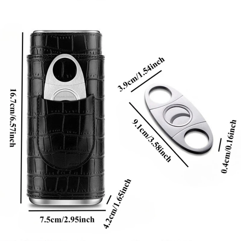 

Портативная коробка для сигар из трех частей с резаком для сигар, дорожная коробка для сигар, аксессуары для курения, мужской подарок