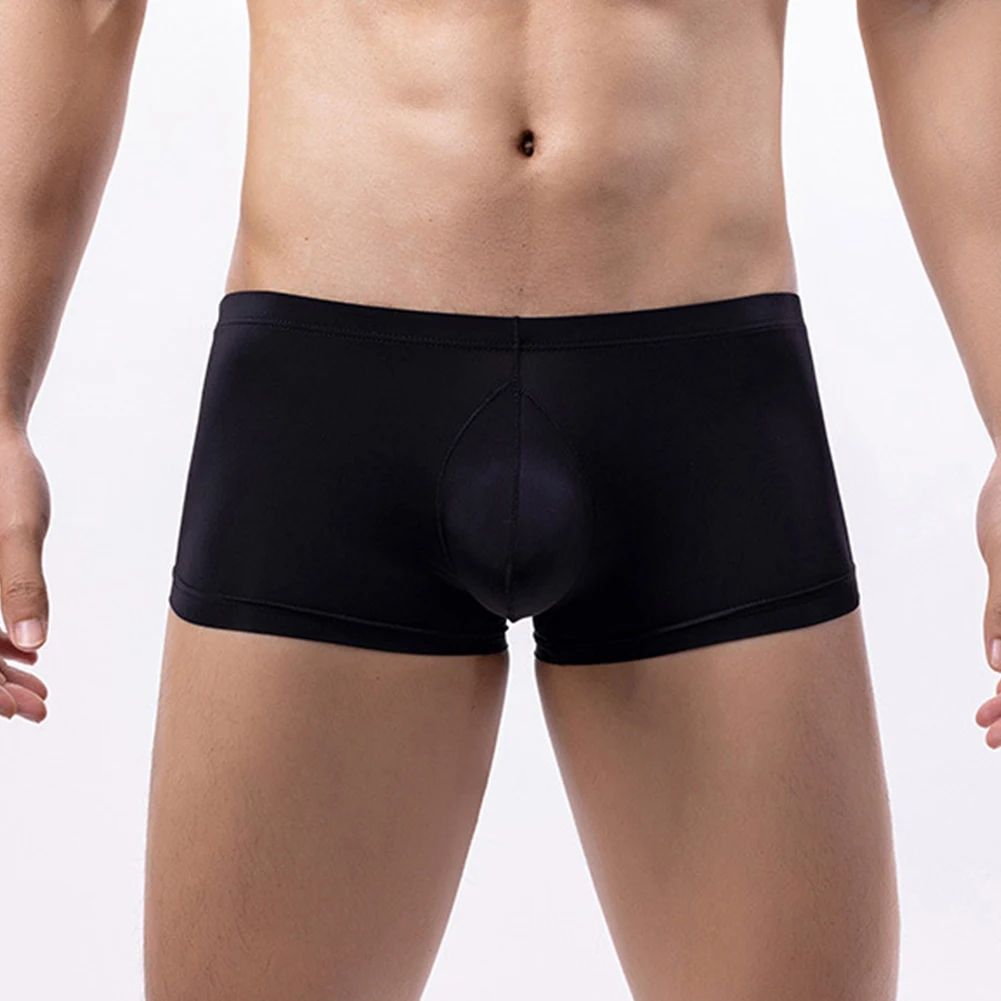 Summer Men Ice Silk Underwear Smooth Seamless Soft Breathable Briefs Shorts Panties Bulge Pouch Underpants Casual Swimwear