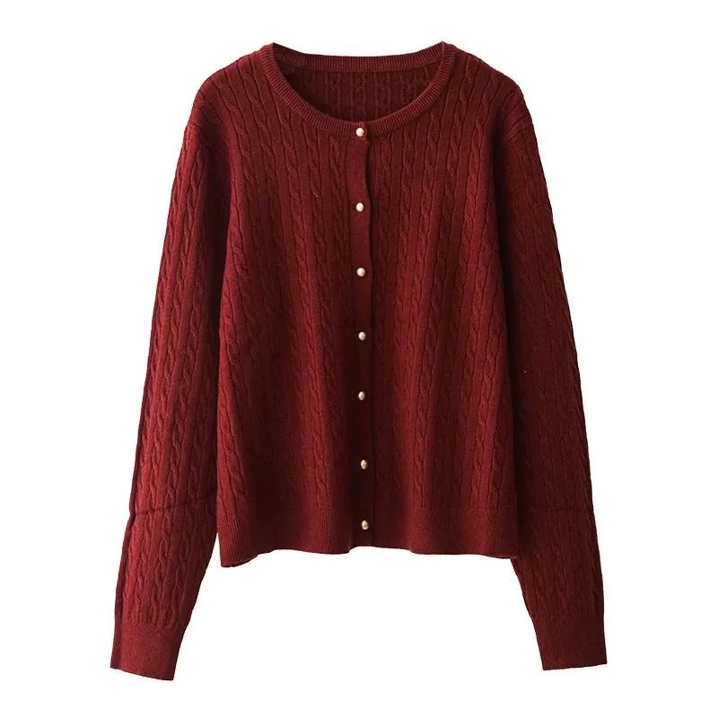 Women's Clothing Fashion All-match Solid Long Sleeve Cardigan Autumn Winter New Thick Soft Single Breasted Knitwear Lady Tops