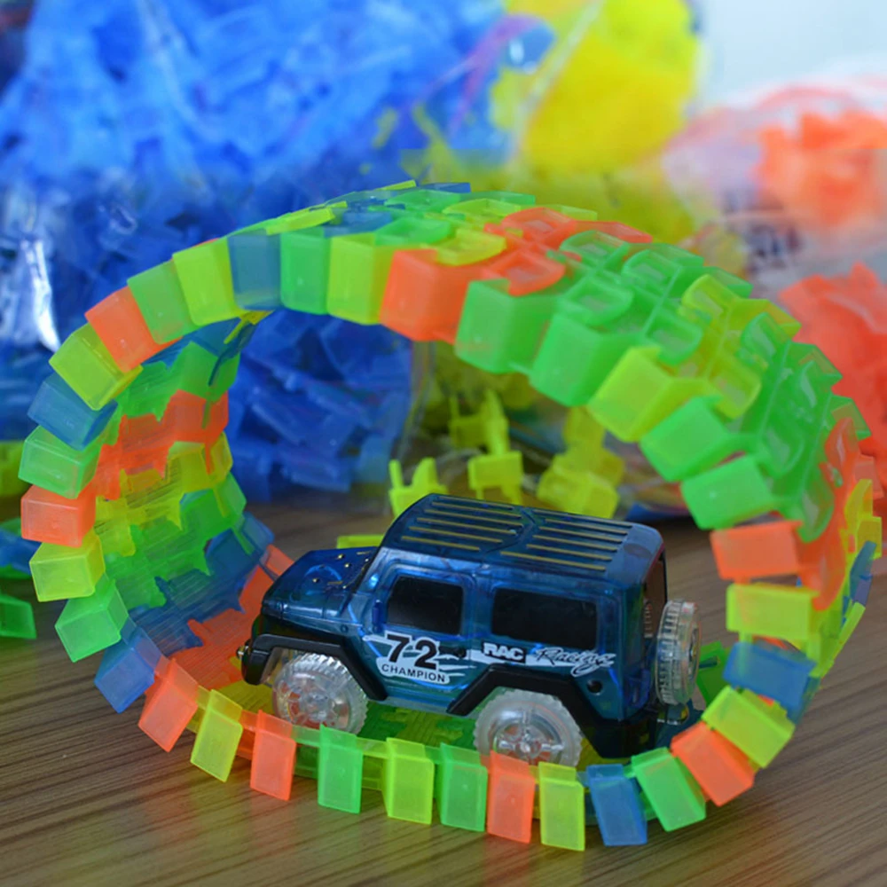 ZK30 Magische Flexible Track Auto Spielzeug Racing Biegeschiene Mit Blinkenden Lichtern DIY Lustige Kreative Spielzeug Geschenke Für Kinder blau/Rot