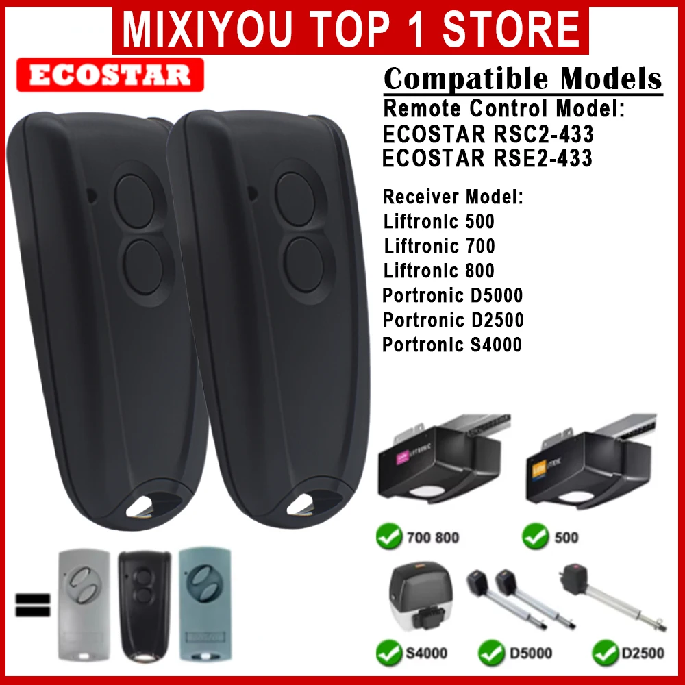 2pcs For HÖRMANN ECOSTAR Garage Door / Gate Remote Control 433MHz Rolling Code ECOSTAR RSE2 RSC2 RSZ1 433 Hand Transmitter