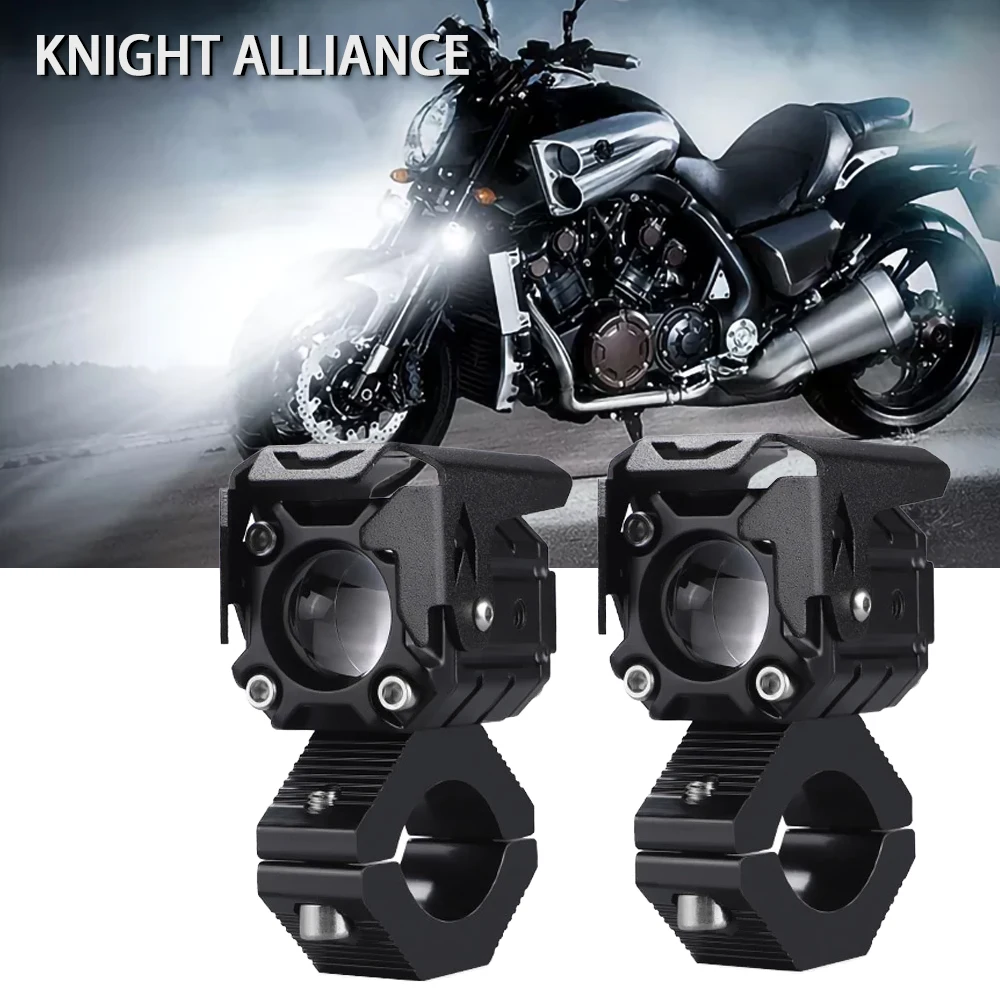 

Motorcycle LED Spotlight Headlight Dual colour LED Lens Hi/Low beam Driving Spot Fog Lights External farol auxiliar moto 12V