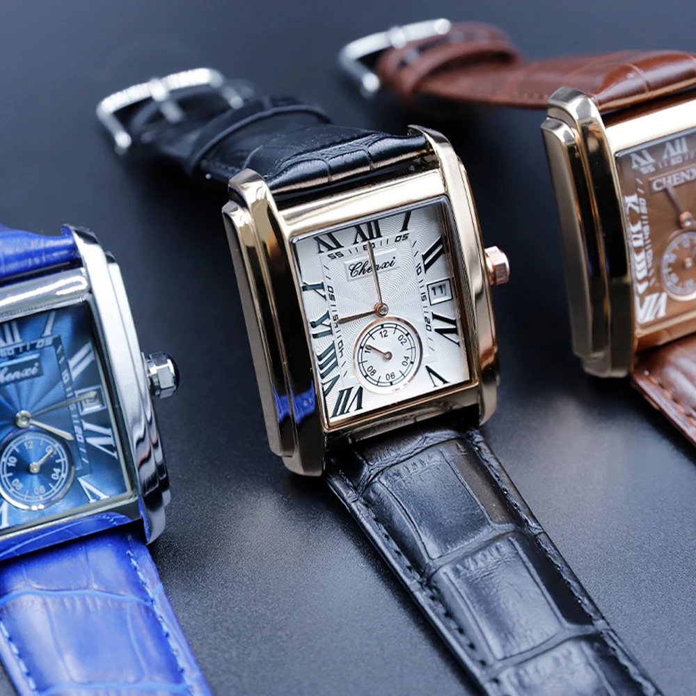 CHENXI Orologi in pelle al quarzo da uomo Business Casual Orologi da polso da uomo impermeabili Orologio da uomo con calendario impermeabile alla moda